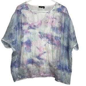 Paramour women’s top size S-M‎ colorful lined short sleeve lightweight